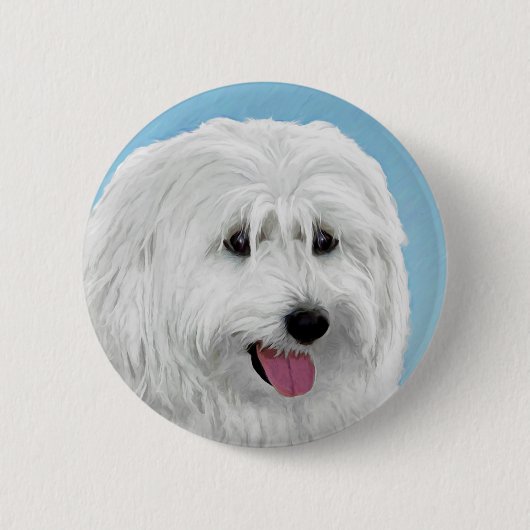 Polnisch Lowland Sheepdog Malerei - Original Hund  Button (Vorderseite)