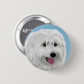 Polnisch Lowland Sheepdog Malerei - Original Hund  Button (Vorne & Hinten)