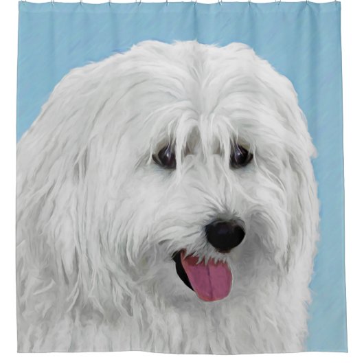 Polnisch Lowland Sheepdog Malerei - Original Hund  Duschvorhang (Vorderseite)