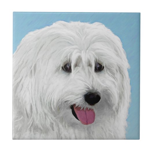 Polnisch Lowland Sheepdog Malerei - Original Hund  Fliese (Vorderseite)