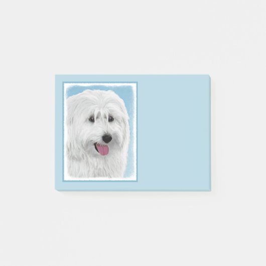 Polnisch Lowland Sheepdog Malerei - Original Hund  Post-it Klebezettel (Vorderseite)