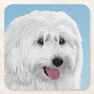 Polnisch Lowland Sheepdog Malerei - Original Hund Rechteckiger Pappuntersetzer