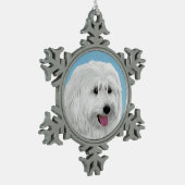 Polnisch Lowland Sheepdog Malerei - Original Hund Schneeflocken Zinn-Ornament (Links)