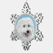 Polnisch Lowland Sheepdog Malerei - Original Hund Schneeflocken Zinn-Ornament (Rechts)