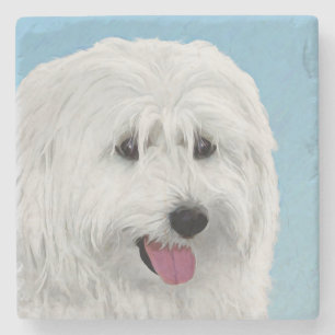 Polnisch Lowland Sheepdog Malerei - Original Hund Steinuntersetzer