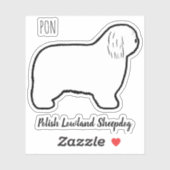 Polnisch Lowland Sheepdog PON Silhouette Sticker (Blatt)