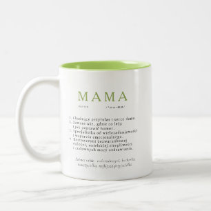 Polnisch Mum Gift - MAMA Definition Light Green Zweifarbige Tasse