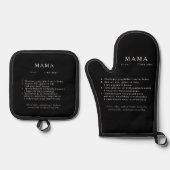 Polnisch Mum Gift - MAMA Definition schwarz Ofenhandschuh & Topflappen-Set (Vorderseite)