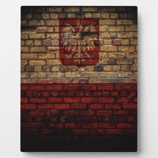 Polnisch-Polnische Flagge Ziegelmauer Fotoplatte (Vorderseite)