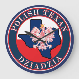 Polnisch Texan Dziadzia Round Große Wanduhr