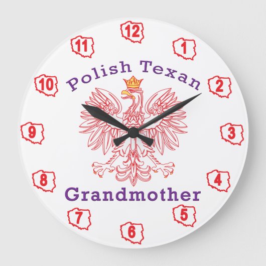 Polnisch Texan Eagle Großmutter Große Wanduhr (Vorderseite)