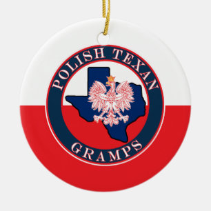 Polnisch Texan Gramps Round Keramik Ornament