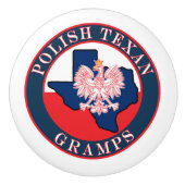 Polnisch Texan Gramps Round Keramikknauf (Vorderseite)