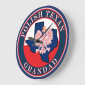 Polnisch Texan Grandad Round Große Wanduhr (Winkel)