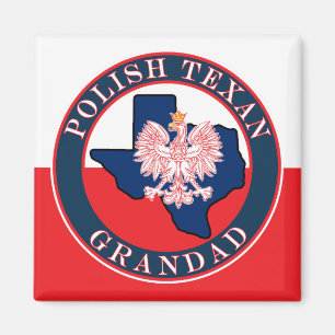 Polnisch Texan Grandad Round Magnet