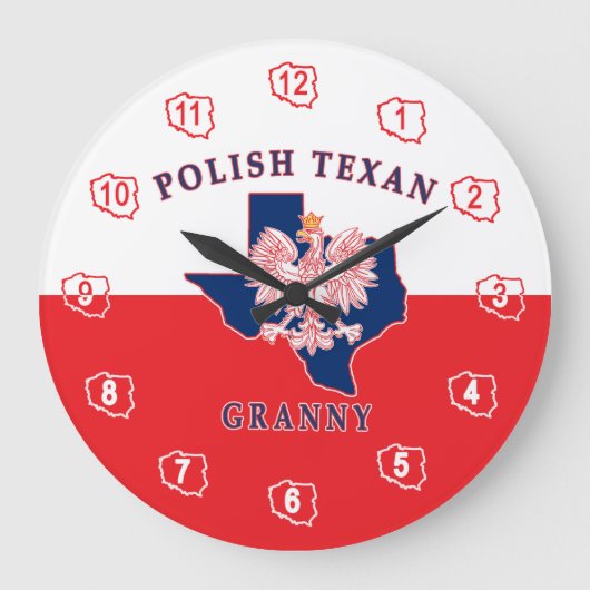 Polnisch Texan Granny Große Wanduhr (Vorderseite)