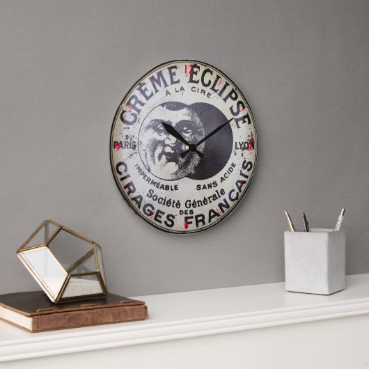 Polnisch Tin Français Große Wanduhr (Büro)