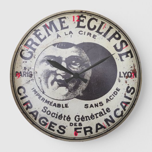 Polnisch Tin Français Große Wanduhr (Vorderseite)