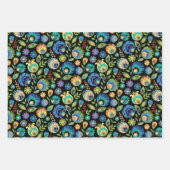 Polnisch Wycinanki Floral auf schwarz Geschenkpapier Set (Vorderseite 3)