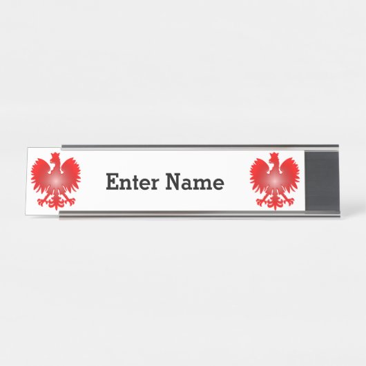 Polnische Adler-Name-Platte Schreibtischnamensplakette (Vorderseite )