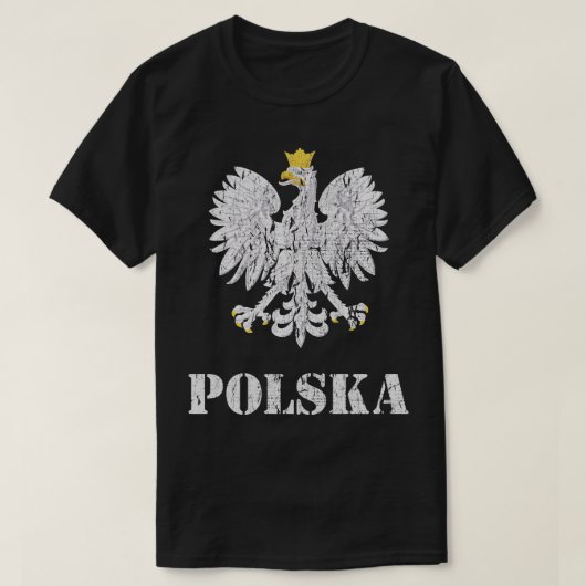Polnische Adlerflagge Vintag T-Shirt (Design vorne)