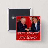 Polnische Amerikaner für Mitt Romney Button (Vorne & Hinten)