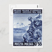 Polnische Armee des Zweiten Weltkriegs in Narvik, Postkarte (Vorne/Hinten)