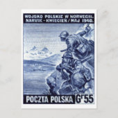 Polnische Armee des Zweiten Weltkriegs in Narvik, Postkarte (Vorderseite)