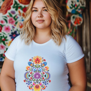 Polnische Blumenfonie: Wycinanki-Blüten Große Größe T-Shirt