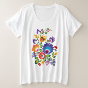 Polnische Blumenfonie: Wycinanki-Blüten Große Größe T-Shirt
