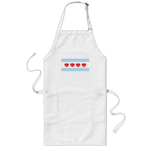 Polnische Chicago-Flagge Lange Schürze (Vorne)