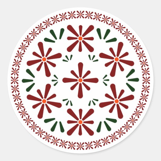 Polnische Designblumen Runder Aufkleber (Vorderseite)