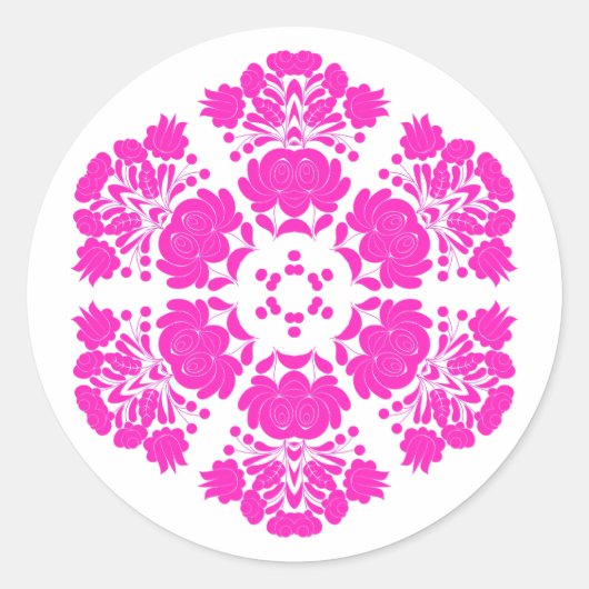 Polnische Designblumen Runder Aufkleber (Vorderseite)