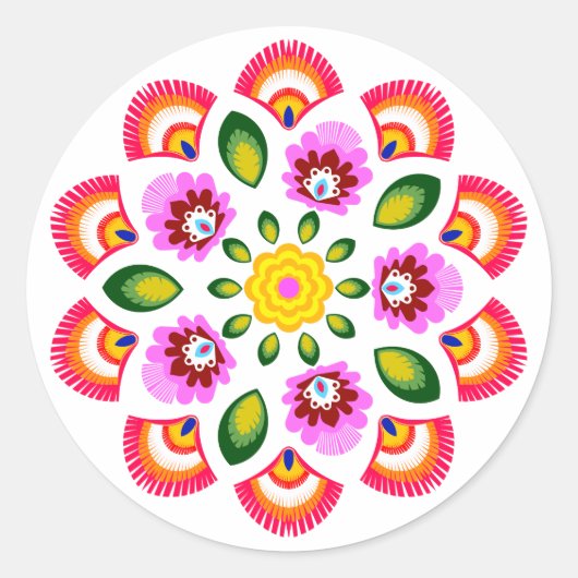 Polnische Designblumen Runder Aufkleber (Vorderseite)