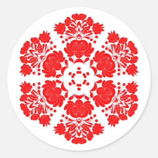 Polnische Designblumen Runder Aufkleber (Vorderseite)
