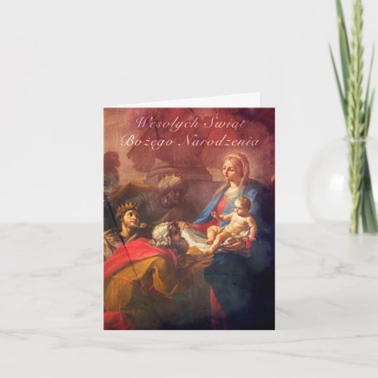 Polnische/englische Weihnachtskarte - Verehrung Feiertagskarte (Vorderseite)
