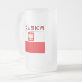 Polnische Falke-Flagge mit Polska Mattglas Bierglas (Vorderseite Links)