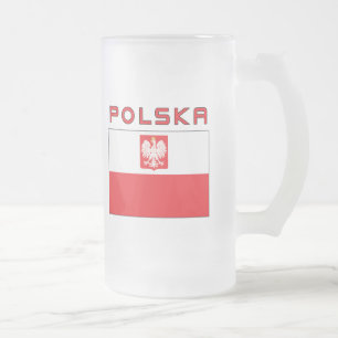 Polnische Falke-Flagge mit Polska Mattglas Bierglas