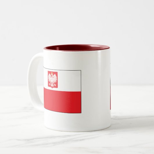 Polnische Falke-Flaggen-Tasse Zweifarbige Tasse (Vorderseite Links)