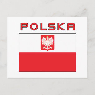 Polnische Falkenflagge mit Polska Postkarte