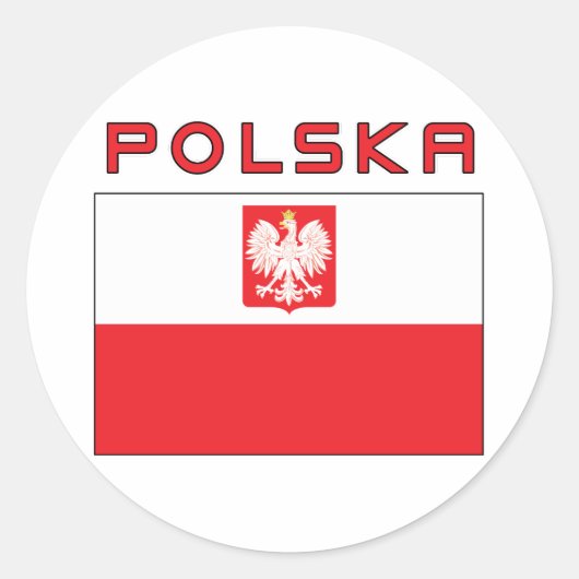 Polnische Falkenflagge mit Polska Runder Aufkleber (Vorderseite)