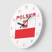 Polnische Falkenflagge mit Polska-Wall-Uhr Große Wanduhr (Winkel)