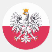 Polnische Flagge & Adler, Polen Modeaufkleber/Spor Runder Aufkleber (Vorderseite)