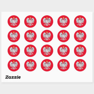 Polnische Flagge & Adler, Polen Modeaufkleber/Spor Runder Aufkleber