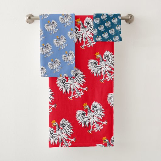 Polnische Flagge & Adler, Polen, Reisen, Urlaub /S Badhandtuch Set (Insitu)