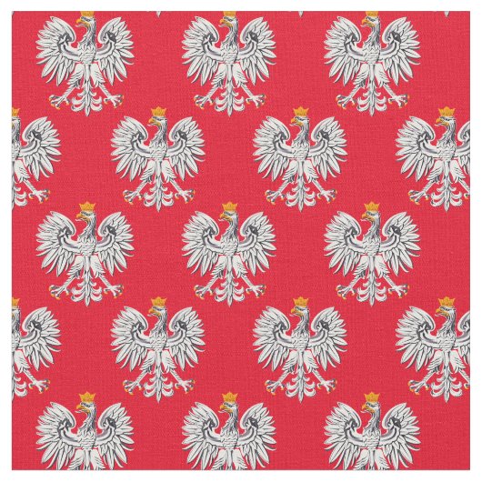 Polnische Flagge & Adler, Polen Trendy Fabric /fas Stoff (Nahaufnahme)