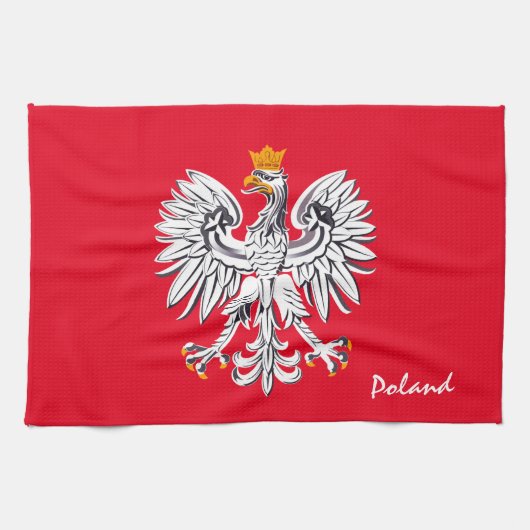 Polnische Flagge & Adler, Polen Zuhause mode / spo Geschirrtuch (Horizontal)
