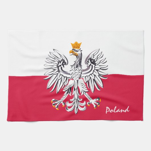 Polnische Flagge & Adler, Polen Zuhause mode / spo Geschirrtuch (Horizontal)