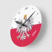 Polnische Flagge & Adler, polnische Mode/Sportfans Runde Wanduhr (Winkel)