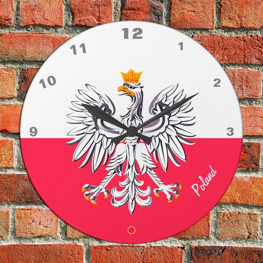 Polnische Flagge & Adler, polnische Mode/Sportfans Runde Wanduhr